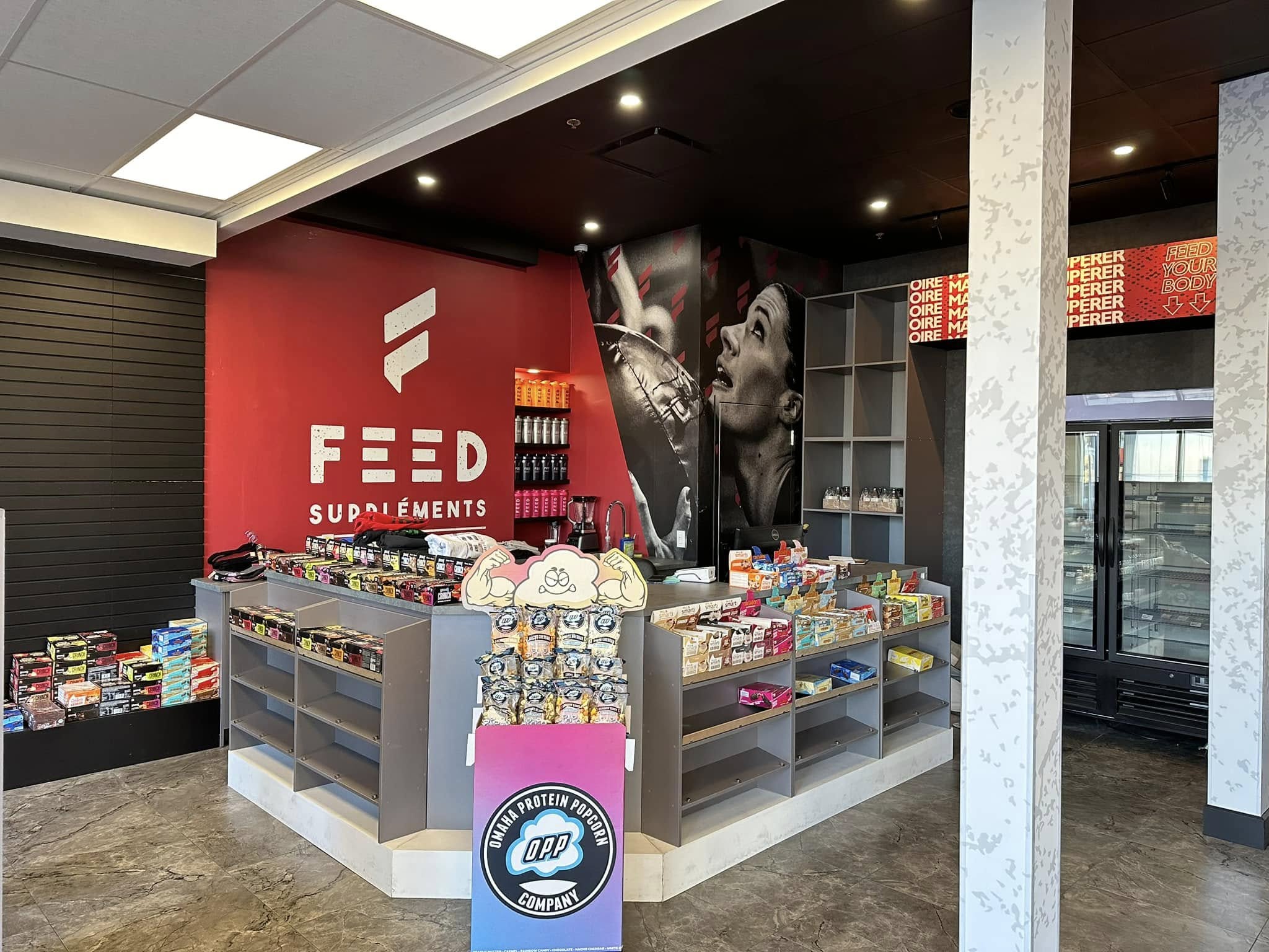Boutique FEED Suppléments — éclairage commercial retail